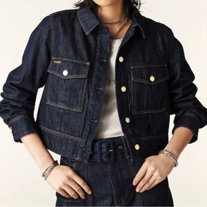 NWT Ba&sh Cropped Dark Denim Jacket